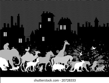 animal world, vector background