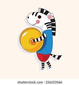 animal zebra playing instrument cartoon theme elements