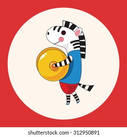 animal zebra playing instrument cartoon theme elements