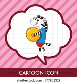animal zebra playing instrument cartoon theme elements