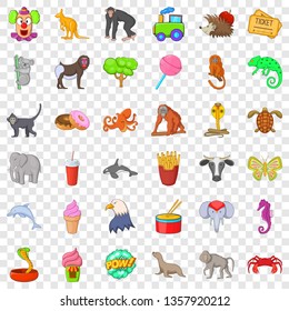 Animal zoo icons set. Cartoon style of 36 animal zoo vector icons for web for any design