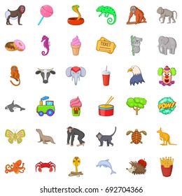 Animal zoo icons set. Cartoon style of 36 animal zoo vector icons for web isolated on white background