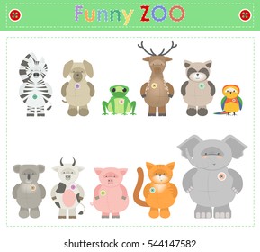 Animal Zoo, part two. Funny small plush animals. cartoon Vector