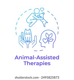 Ikone des blauen Gradienten-Konzepts für Tiertherapien. Haustiertherapie, emotionaler Support. Darstellung der runden Formlinie. Abstrakte Idee. Grafikdesign. Einfache Verwendung in Infografik, Präsentation