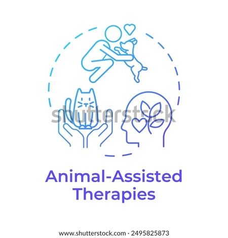 Animal-assisted therapies blue gradient concept icon. Pet therapy, emotional support. Round shape line illustration. Abstract idea. Graphic design. Easy to use in infographic, presentation