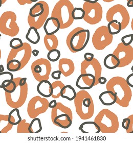 Animalistic background, geometric print with circles and rounded shapes. Geometry, background for cards and fashion clothes. Abstract modern ornaments. Seamless pattern, vector in flat style