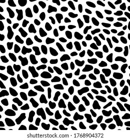 Patrón de puntos caóticos animalistas.  Ilustración en blanco y negro sin igual, impresión animalista abstracta