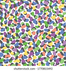 Patrón de puntos caóticos animalistas.  Ilustración multicolor sin igual, impresión animalista abstracta