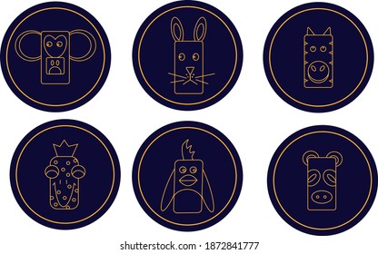 Animalistic icons. Animal icons set.