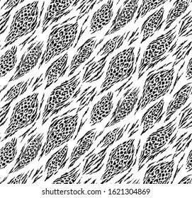 Animalistic seamless monochrome vector pattern. Surface fashion leopard print.