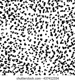 Animalistic seamless pattern of grunge background texture with destroyed dots. Monochrome backdrop. Vector black and white  dirty template. Grunge confetti.