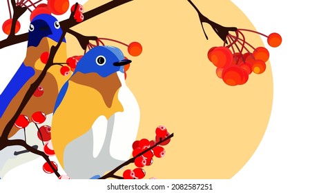 animalistic templates. vector illustration on a floral motive. the beginning of spring. image of birds on a branch. Perfect for a poster, cover or postcard.