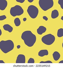 Animalistic vector seamlss pattern in neon colors. Cheetah spots grey on bright yellow