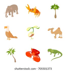 Animality icons set. Cartoon set of 9 animality vector icons for web isolated on white background