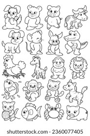 Animals 2D set. Vector of animals