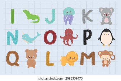 animals and ABC over blue