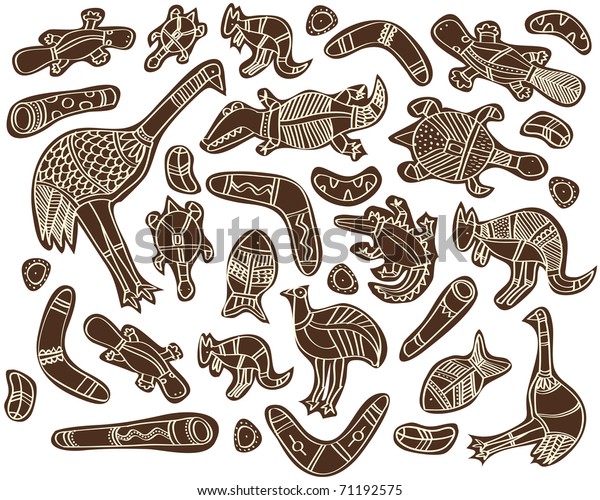 Animals Aboriginal Australian Style Drawings Stock Vector (Royalty Free ...