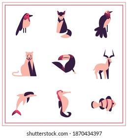 animals abstract style icon set design, zoo and life theme Vector illustration