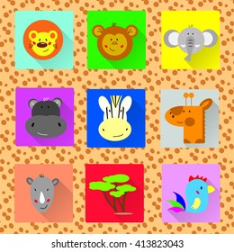 animals africa flat vector