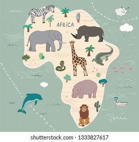 Animals of Africa illustrations  hand drawn vector set