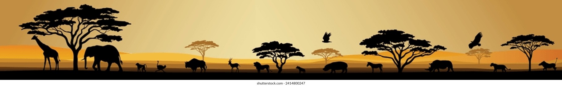 animales en silueta de safari africano