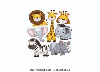 Animals all set vector illustration isolated on a white background