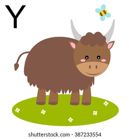 Animals. Alphabet Children Colored letter Y. Vector illustration yak.
