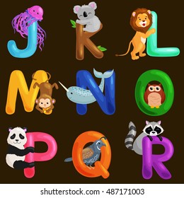 animals alphabet set for kids abc education in preschool.