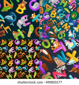 animals alphabet set for kids abc education in preschool.