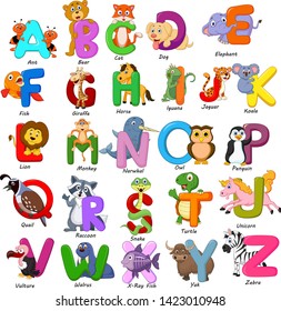 Animals alphabet set on white background