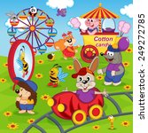 animals in amusement park - vector illustration, eps