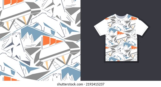 Animales en el Ártico, Polar - patrón vector abstracto, sin fisuras con oso polar, estación polar. Perfecto para tela, textil, papel pintado.