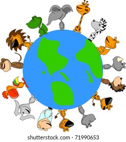 animals around the globe, the vector