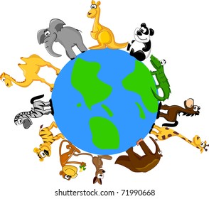 animals around the globe, the vector