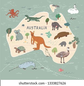 Animals of Australia illustrations  hand drawn vector set