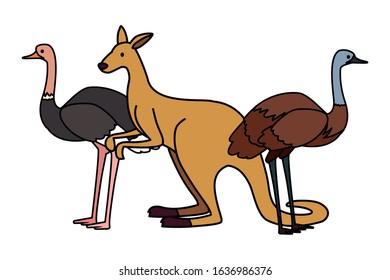 animals of australia on white background vector illustration design