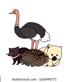 Animals of Australia on white background. vector illustration design.