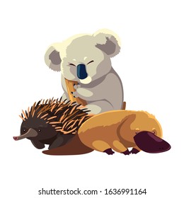 Animals of Australia on white background. vector illustration design.