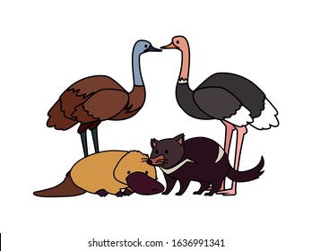 Animals of Australia on white background. vector illustration design.