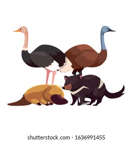 Animals of australia on white background. vector illustration design.