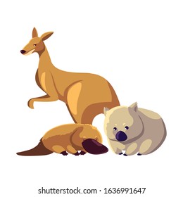 Animals of Australia on white background. vector illustration design.