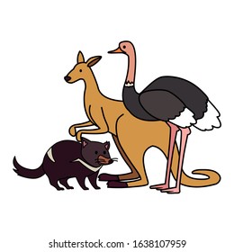 Animals of Australia on white background. vector illustration design.