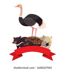 Animals of Australia on white background. vector illustration design.