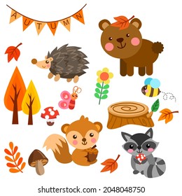  animals autumn fall vectors set forest autumn animals set for the nature 