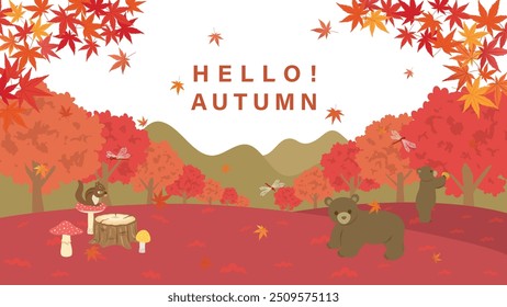 Animals in the autumn forest.
vector illustration