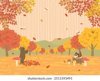 Animals in the autumn forest.
vector illustration