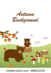 Animals in the autumn forest vector illustration