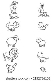 Animals Babies Colouring Pages Illustration Cartoon Stock Vector ...