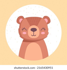 Animals for baby Bear. Friendly characters for childrens and cute toys. Stylish design for greeting or invitation cards. Wildlife, fauna and forest dwellers. Cartoon flat vector illustration