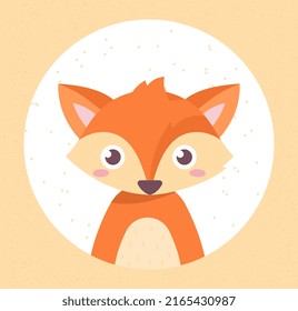 Animals for baby Fox. Forest animal, wildlife. Characters for children, design of toy and picture for printing on childrens clothes. Poster or banner for website. Cartoon flat vector illustration